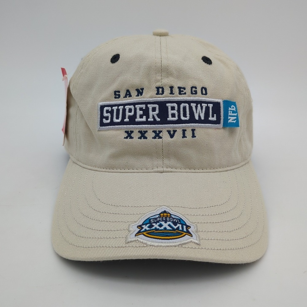 NFL Super Bowl 37 Hat Cap Strapback Adjustable Vintage Reebok Cream Mens